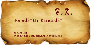 Horváth Kincső névjegykártya